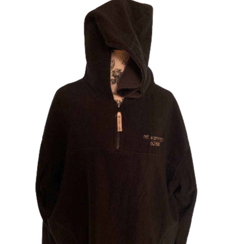 Hooded 3/4-Zip Pullover Fleece | Black